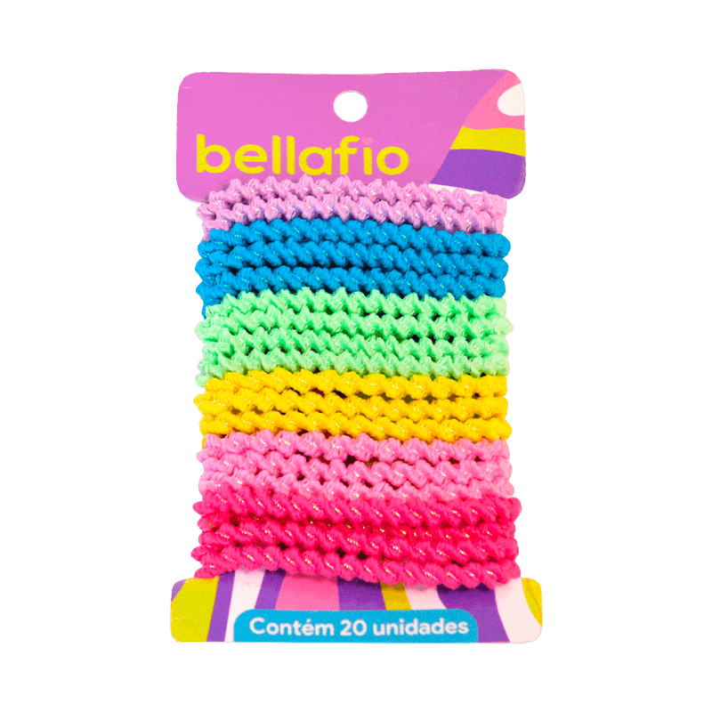 Elástico colorido frisados para cabelo - 20 unidades