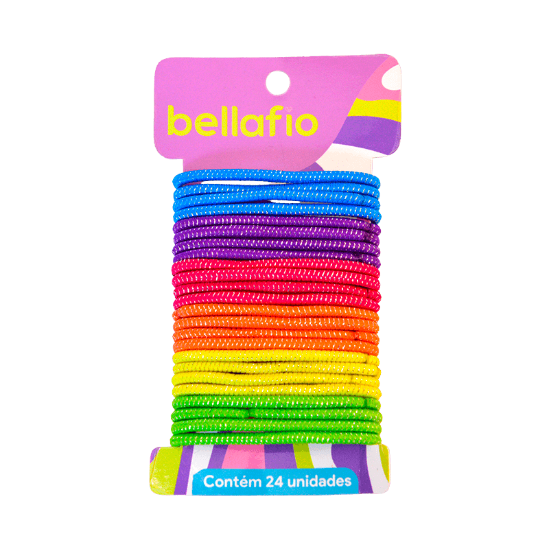 Elástico colorido para cabelo - 24 unidades