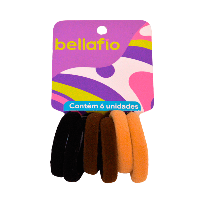 Elástico tecido cores variáveis para cabelo - 6 unidades